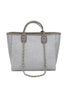 Ella Pearl Initial Canvas Tote Bag / French Gray